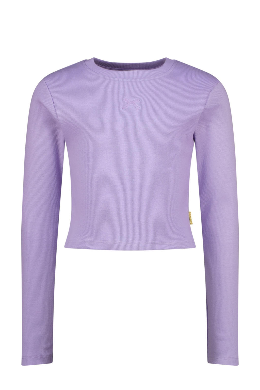 Lilakleurige meisjes Vingino longsleeve rib gebreid van stretchkatoen met effen, lange mouwen en ronde hals