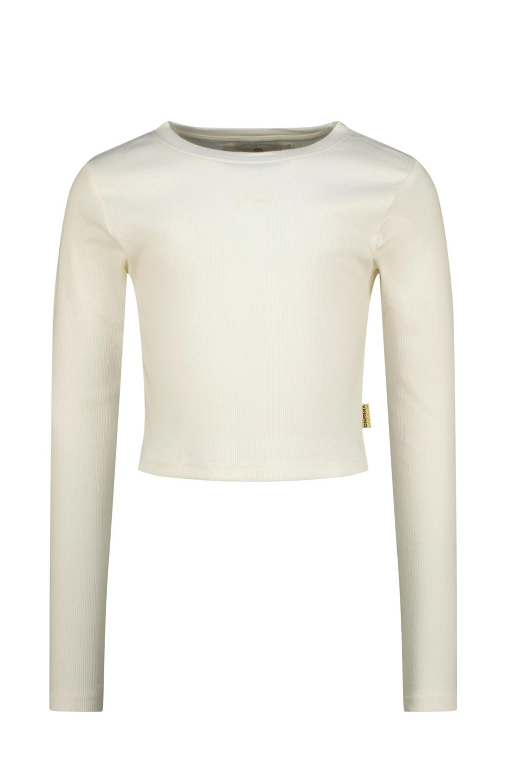 Ecru meisjes Vingino longsleeve rib gebreid van stretchkatoen met effen, lange mouwen en ronde hals