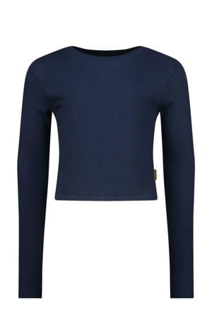 longsleeve donkerblauw rib gebreid