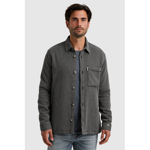 Cast Iron overshirt met ingebreid patroon donkerblauw afbeelding