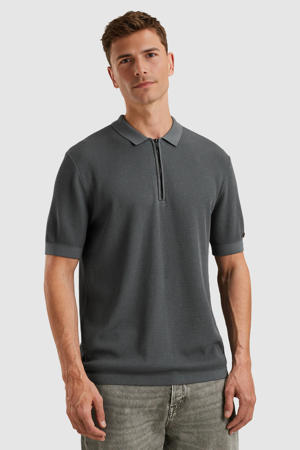 regular polo gebreid grijsblauw