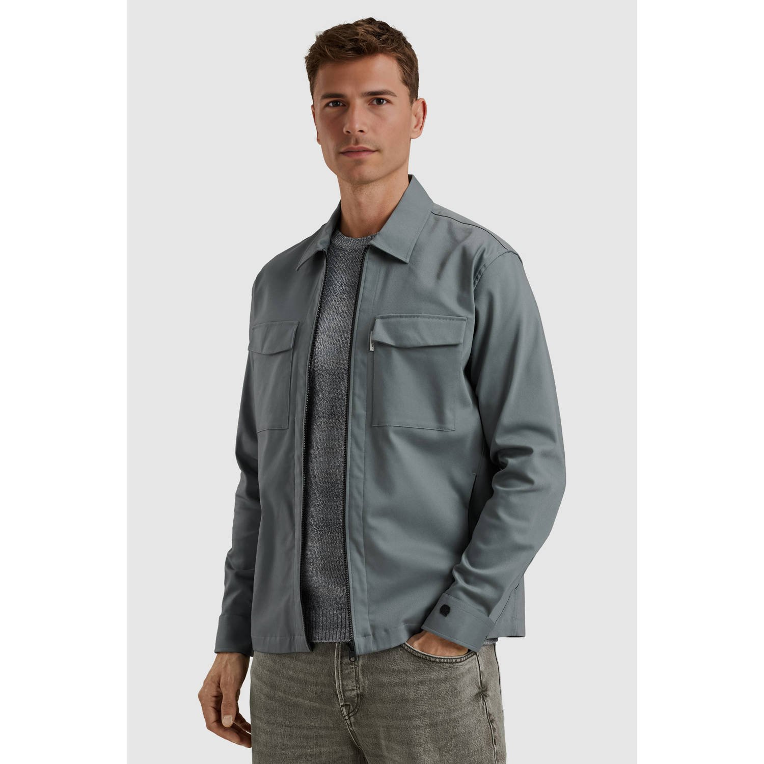 Cast Iron overshirt grijsblauw