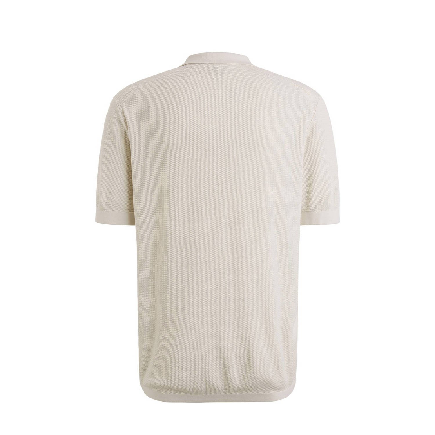 Cast Iron regular polo gebreid ecru