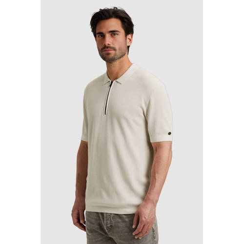 Cast Iron regular polo gebreid ecru afbeelding