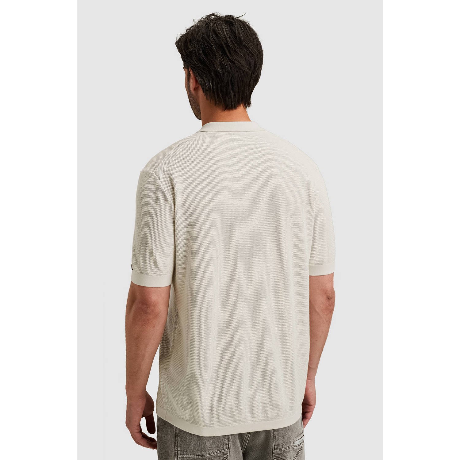 Cast Iron regular polo gebreid ecru