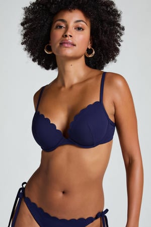 voorgevormde push-up bikinitop Scallop donkerblauw