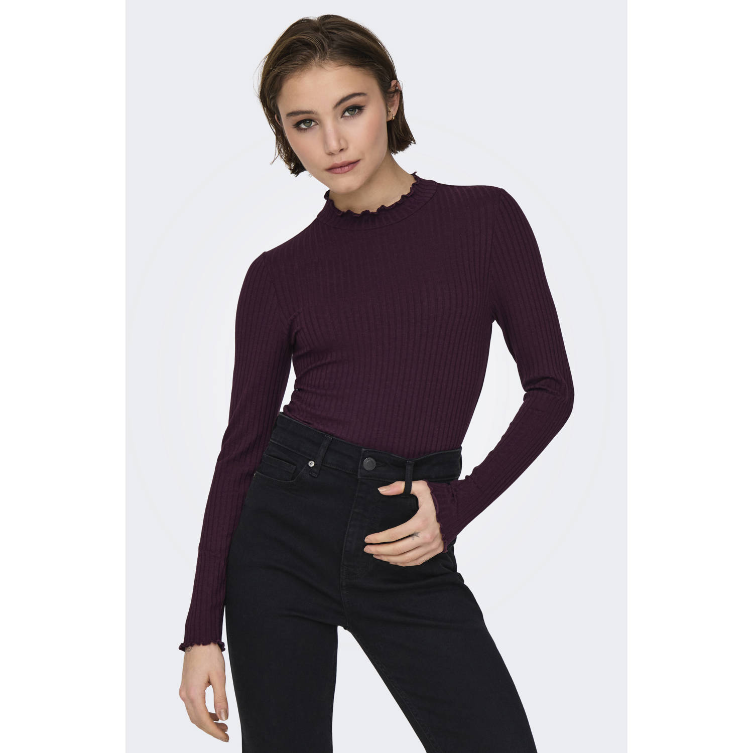 JDY trui violet rib gebreid