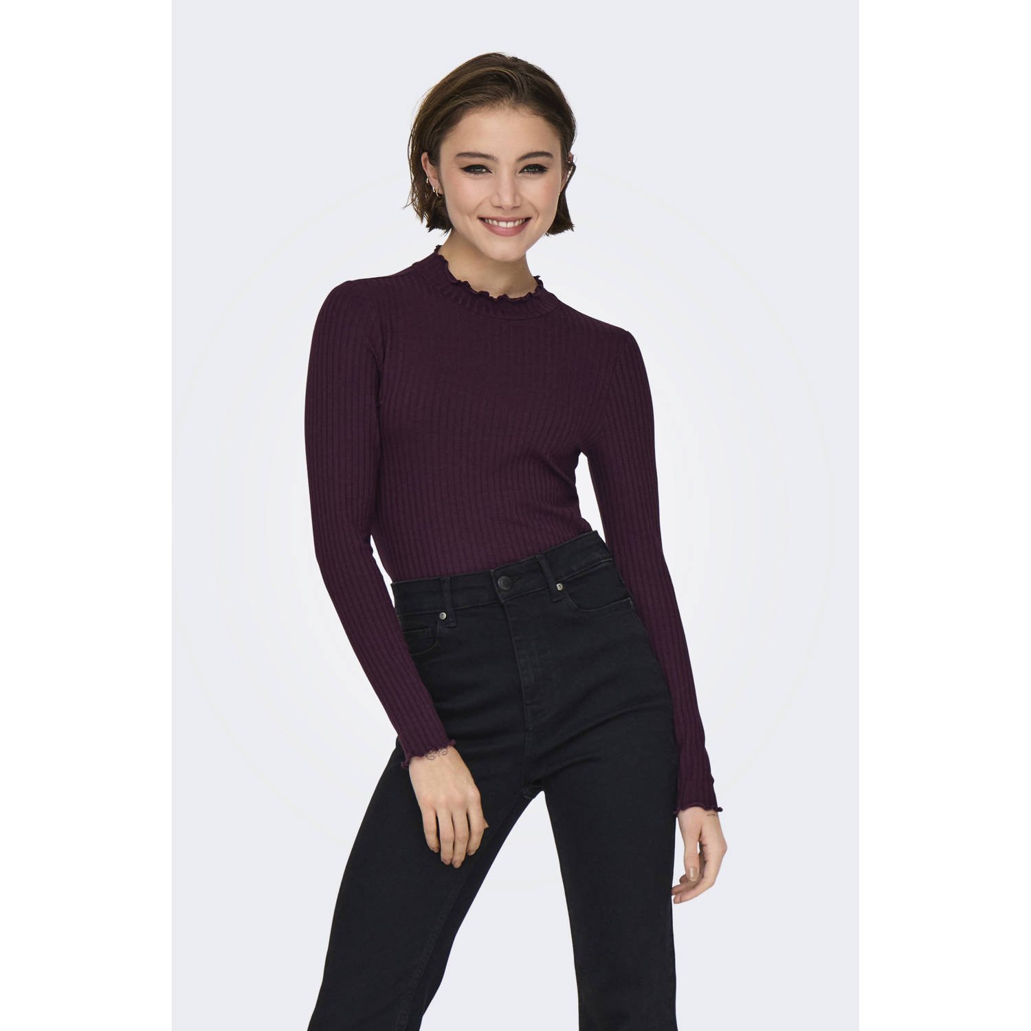 JDY trui violet rib gebreid