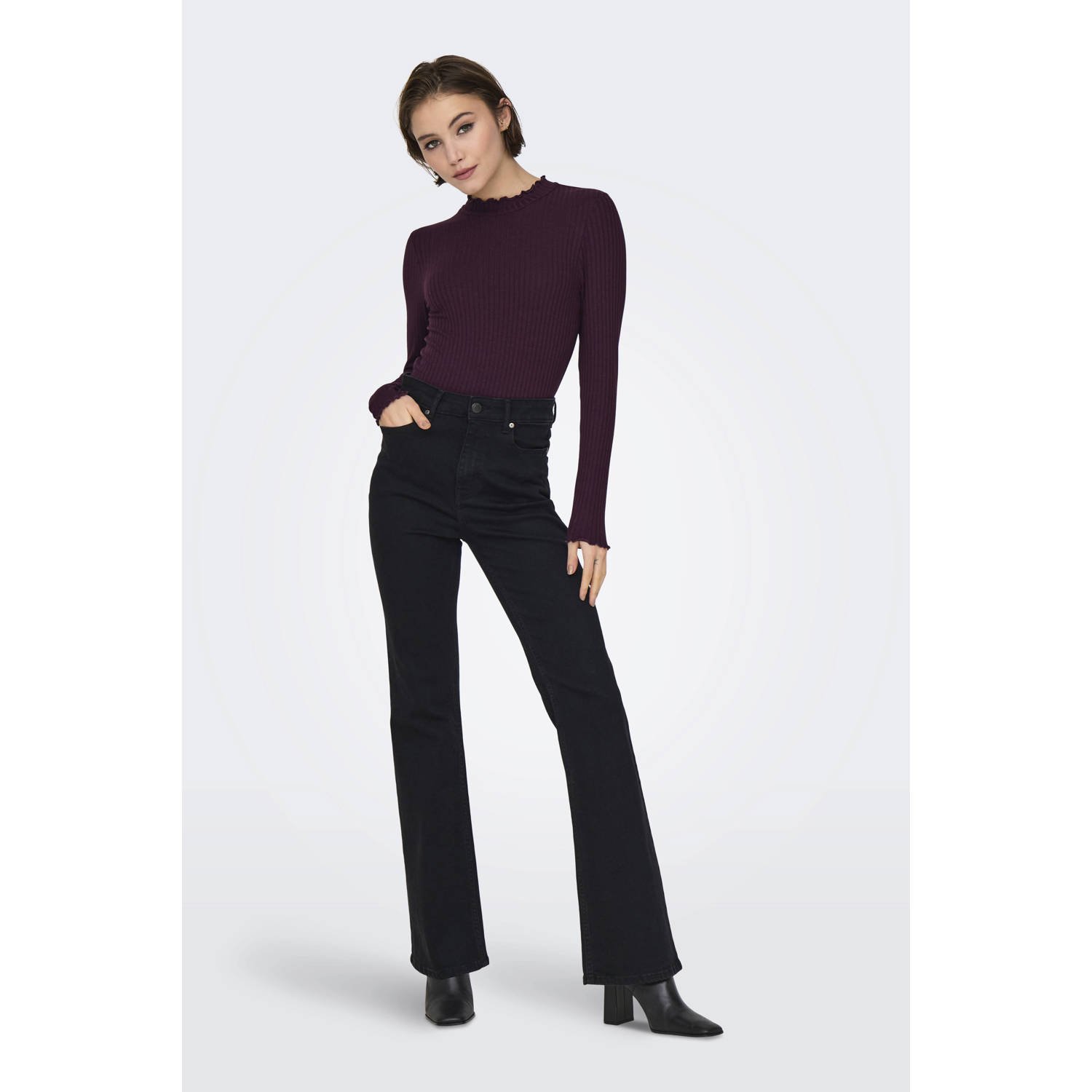 JDY trui violet rib gebreid
