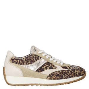 Harlem 02.05 suède sneakers met panterprint beige/zilver