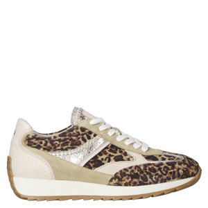 Harlem 02.05 suède sneakers met panterprint beige/zilver