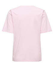 thumbnail: Lichtroze dames JDY T-shirt van katoen met printopdruk, korte mouwen en ronde hals