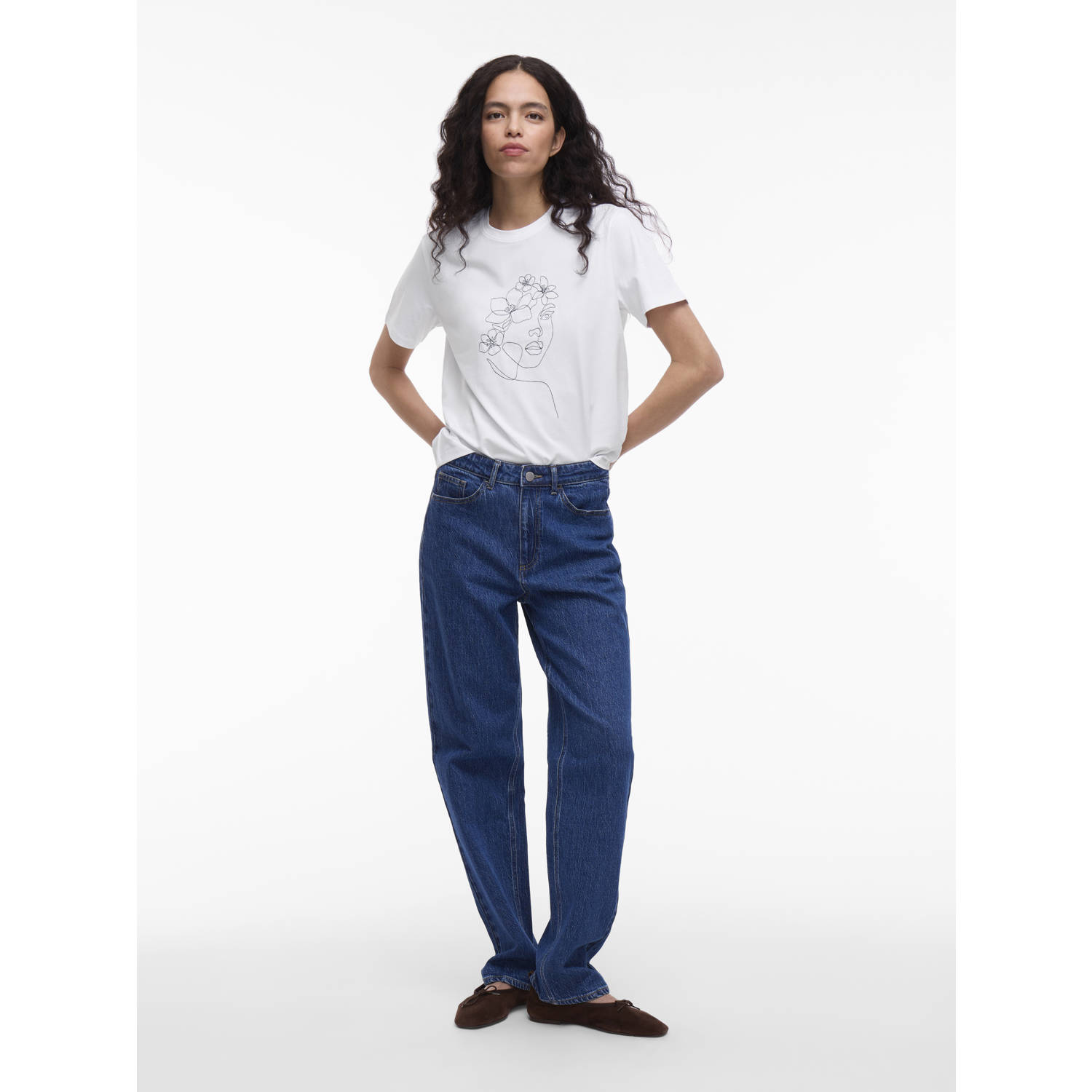 VILA jersey T-shirt wit zwart