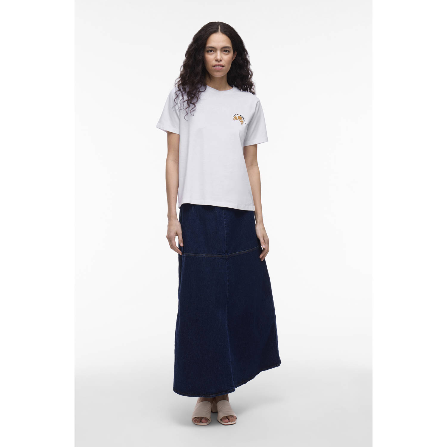 VILA jersey T-shirt wit met croissantprint