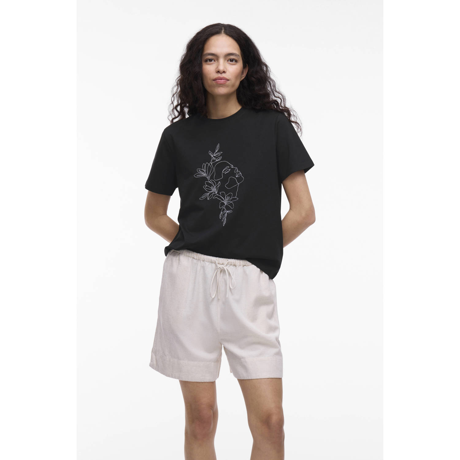 VILA jersey T-shirt zwart
