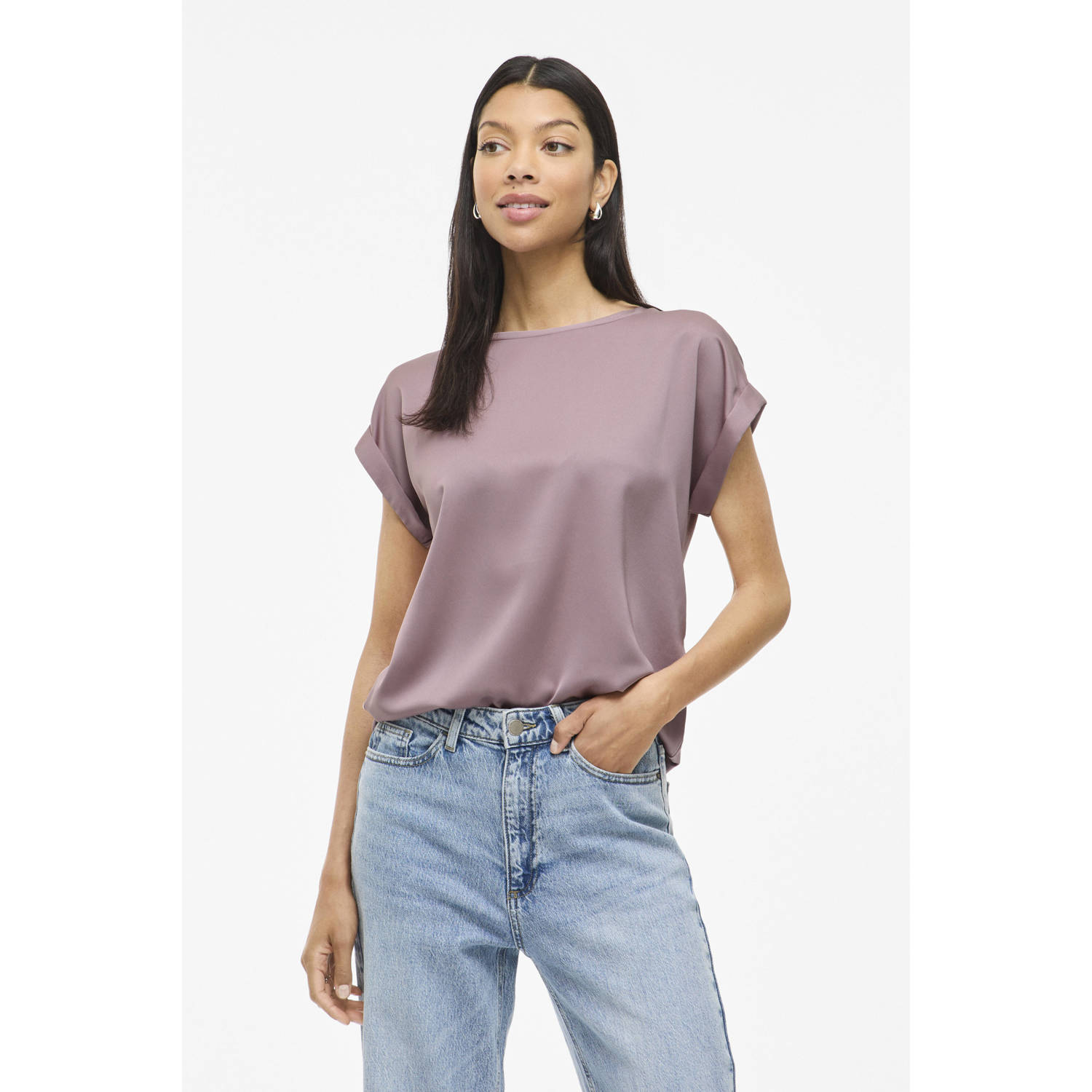 Vila Shirt met korte mouwen VIELLETTE S S SATIN TOP NOOS