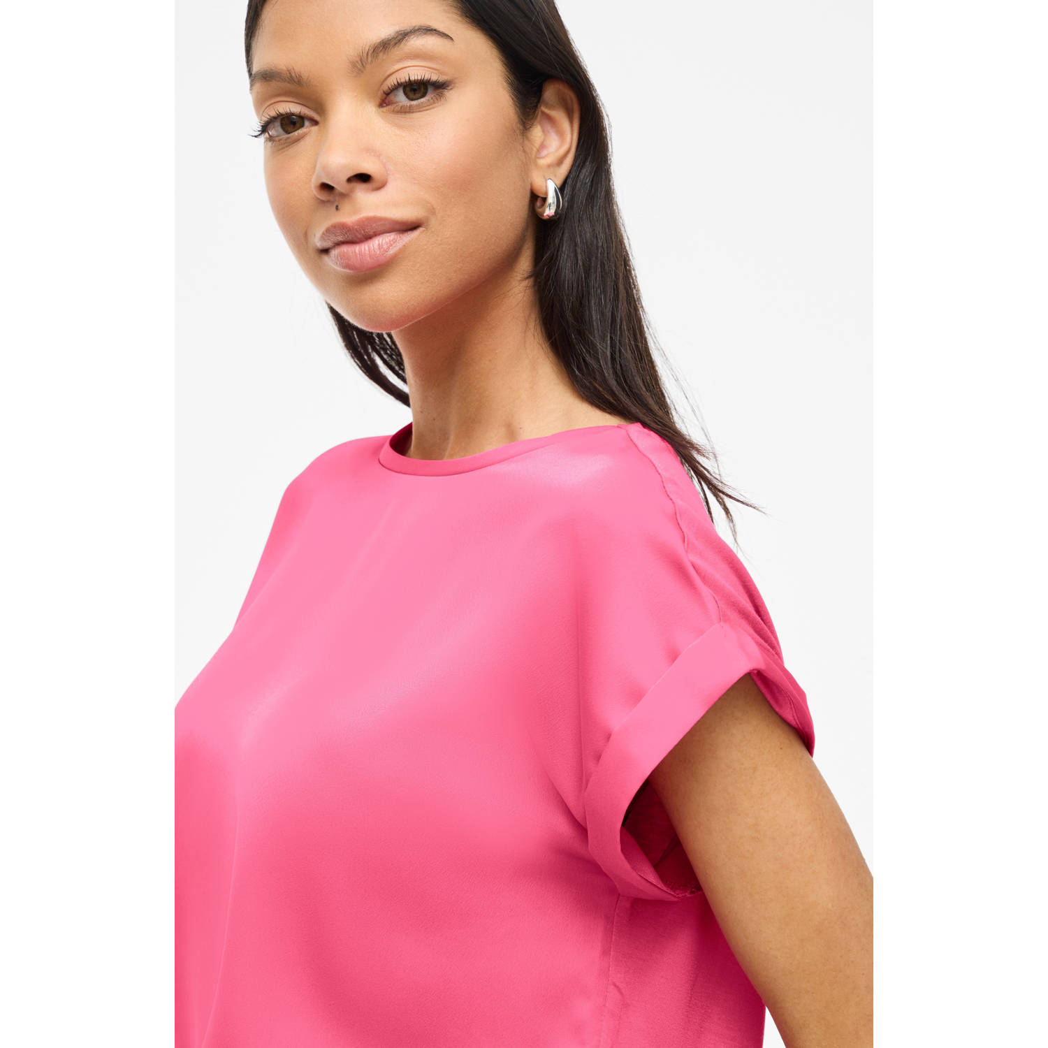 VILA satijnen blousetop roze
