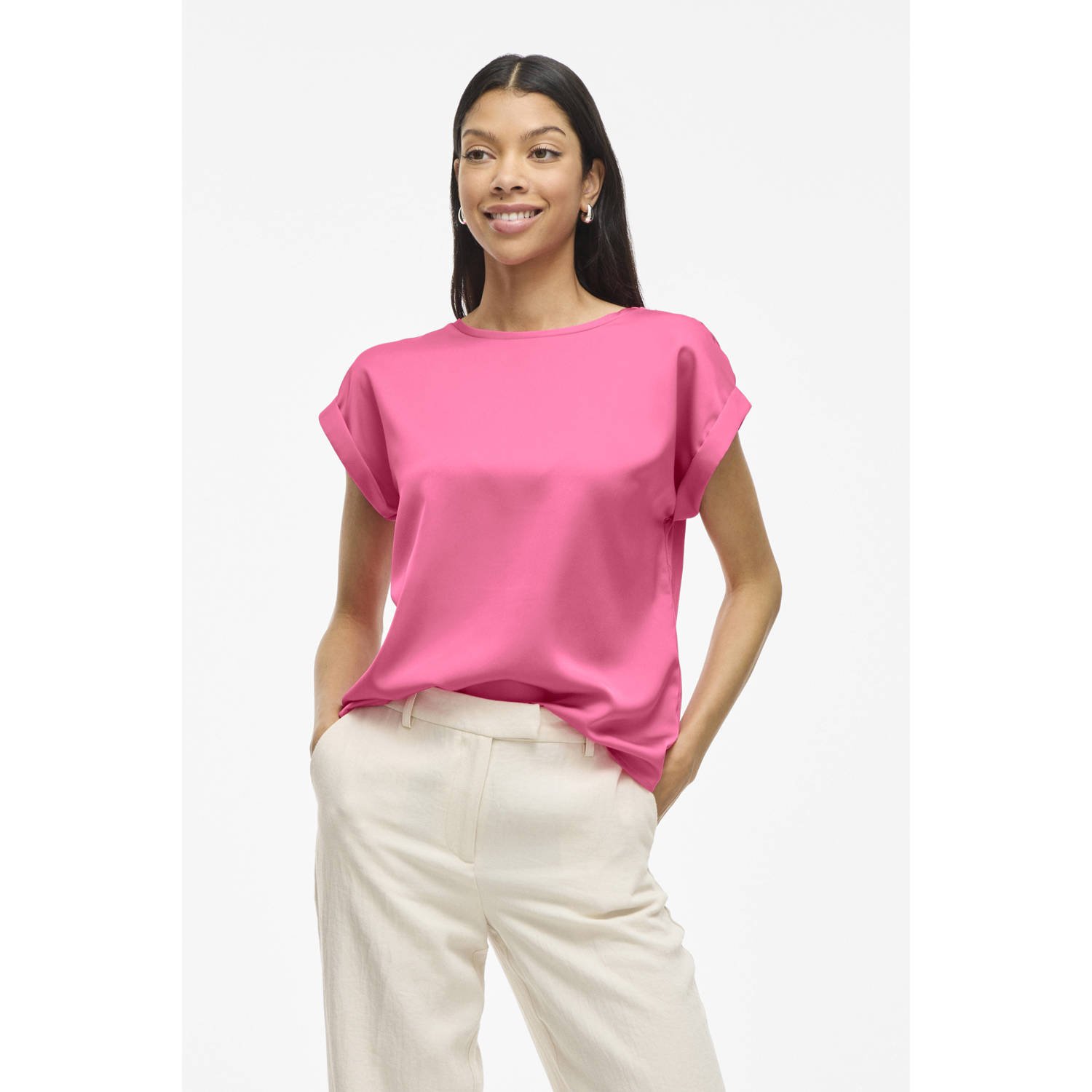 Vila Shirt met korte mouwen VIELLETTE S S SATIN TOP NOOS