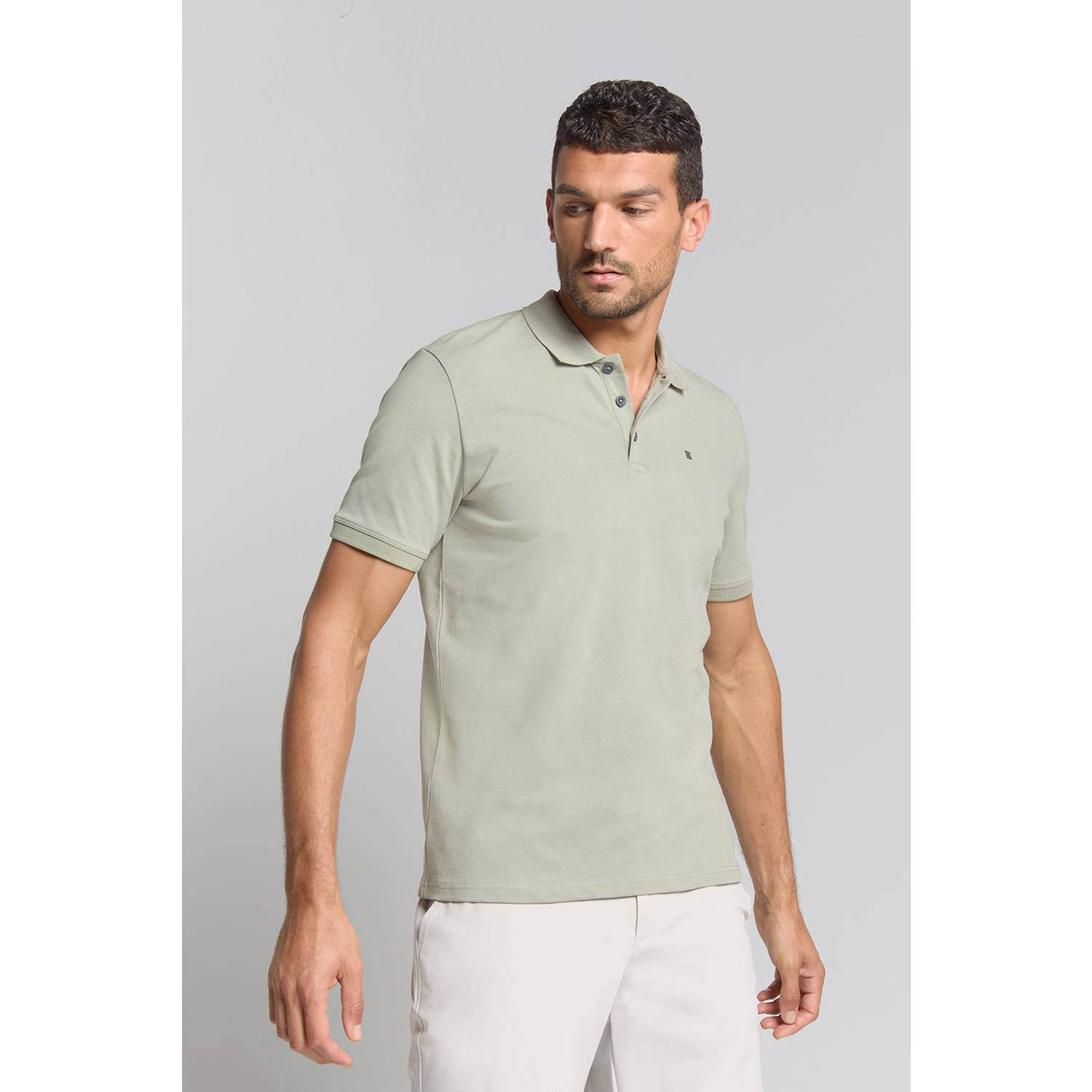 No Excess regular polo grijsgroen