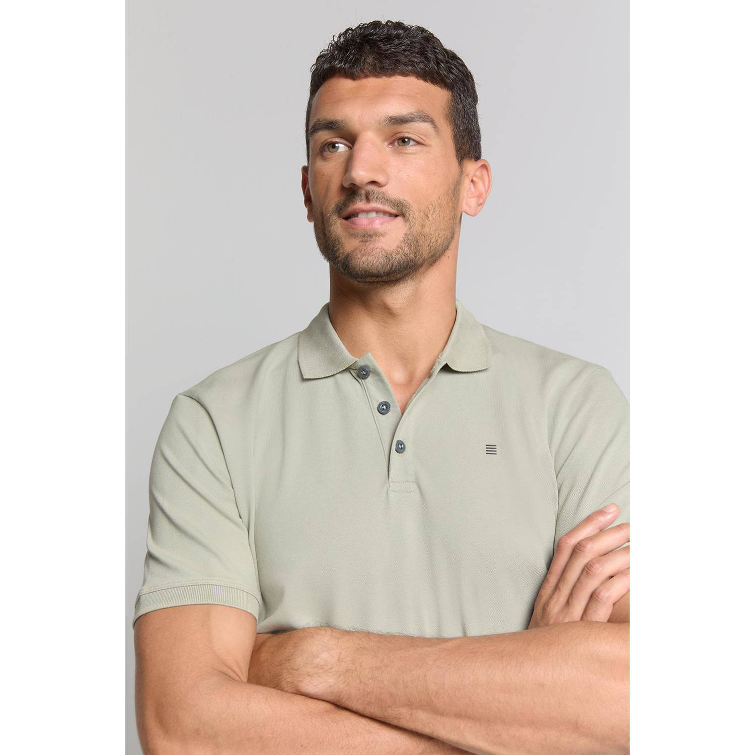 No Excess regular polo grijsgroen