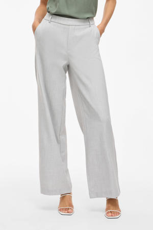 wide leg high waist casual broek grijs
