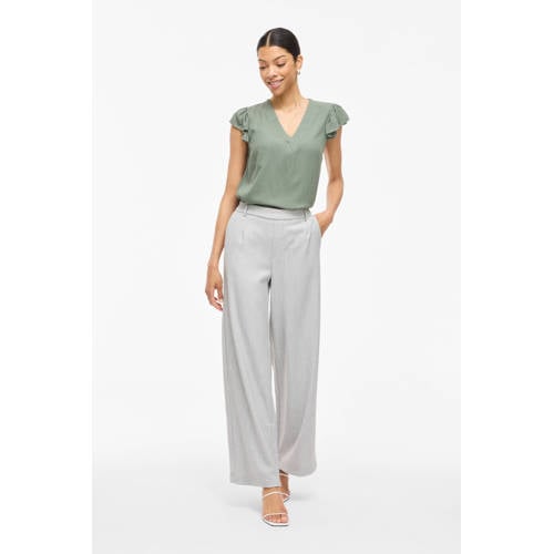 VILA wide leg high waist casual broek grijs afbeelding