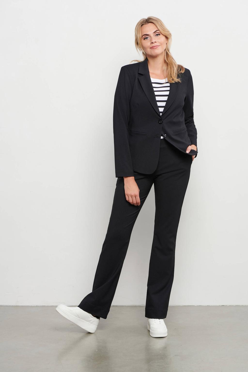 Zwart en witte dames &Co Woman mouwloze top met strepenprint, korte mouwen en ronde hals