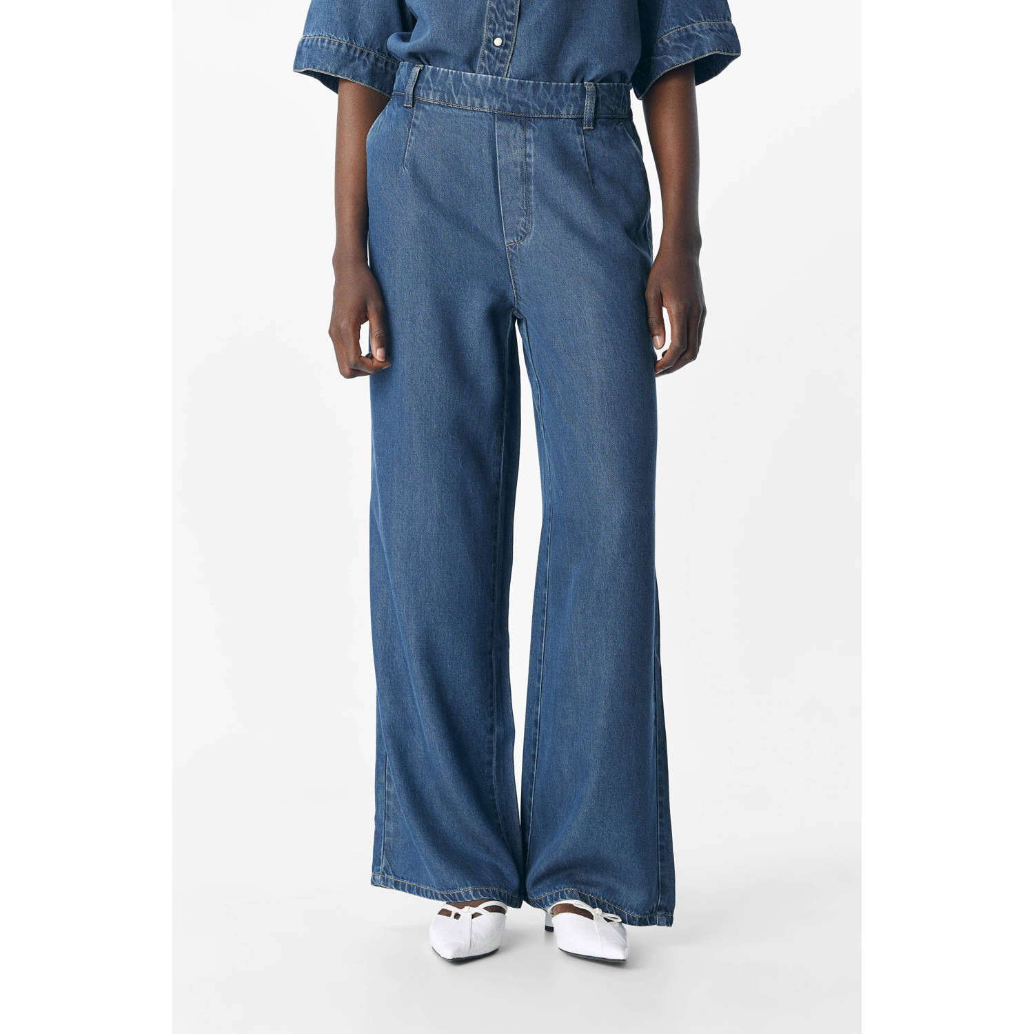 OBJECT denim wide leg regular waist casual broek