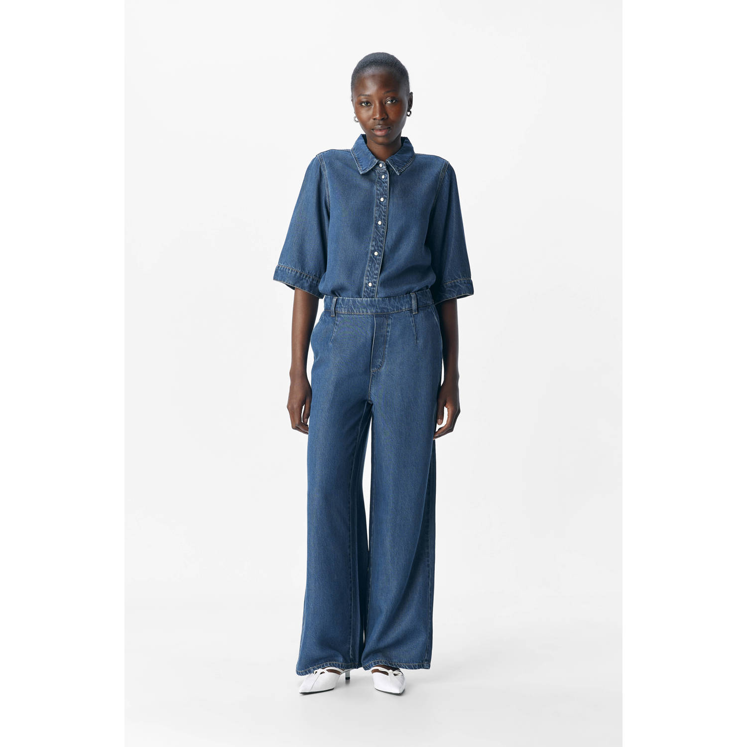 OBJECT denim wide leg regular waist casual broek