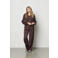 &Co Woman wide leg high waist casual broek donkerbruin