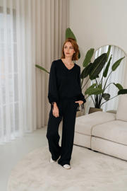 thumbnail: &Co Woman straight high waist casual broek donkerblauw