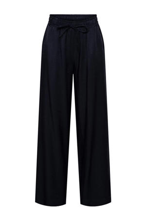straight high waist casual broek donkerblauw