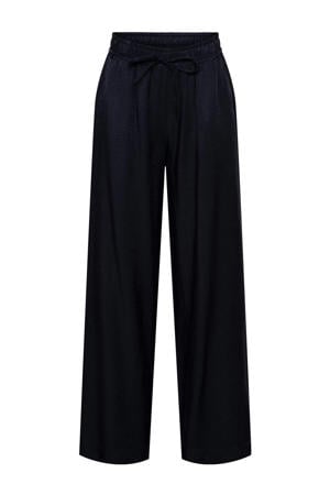 straight high waist casual broek donkerblauw