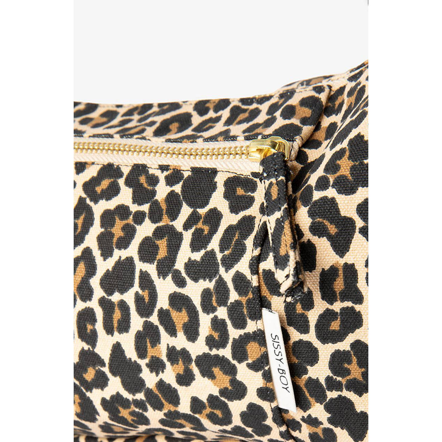 Sissy-Boy schoudertas met panterprint lichtbruin
