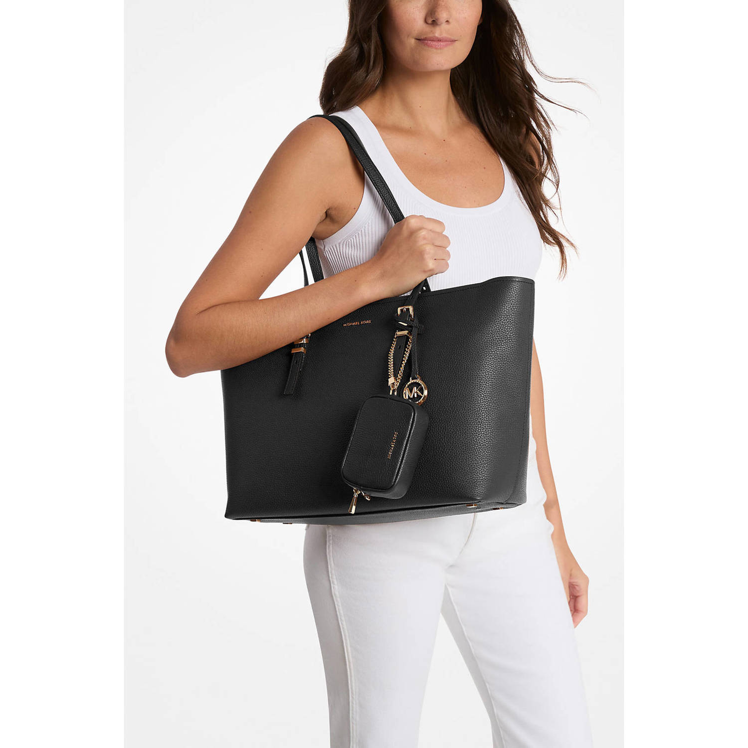 Michael Kors leren shopper Quinn zwart