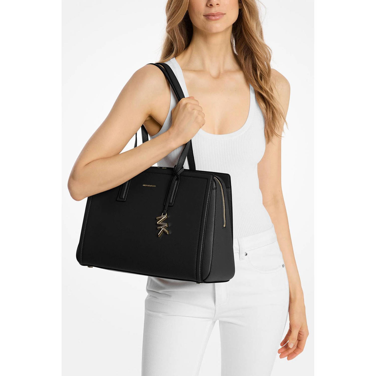 Michael Kors leren shopper Laila Medium zwart