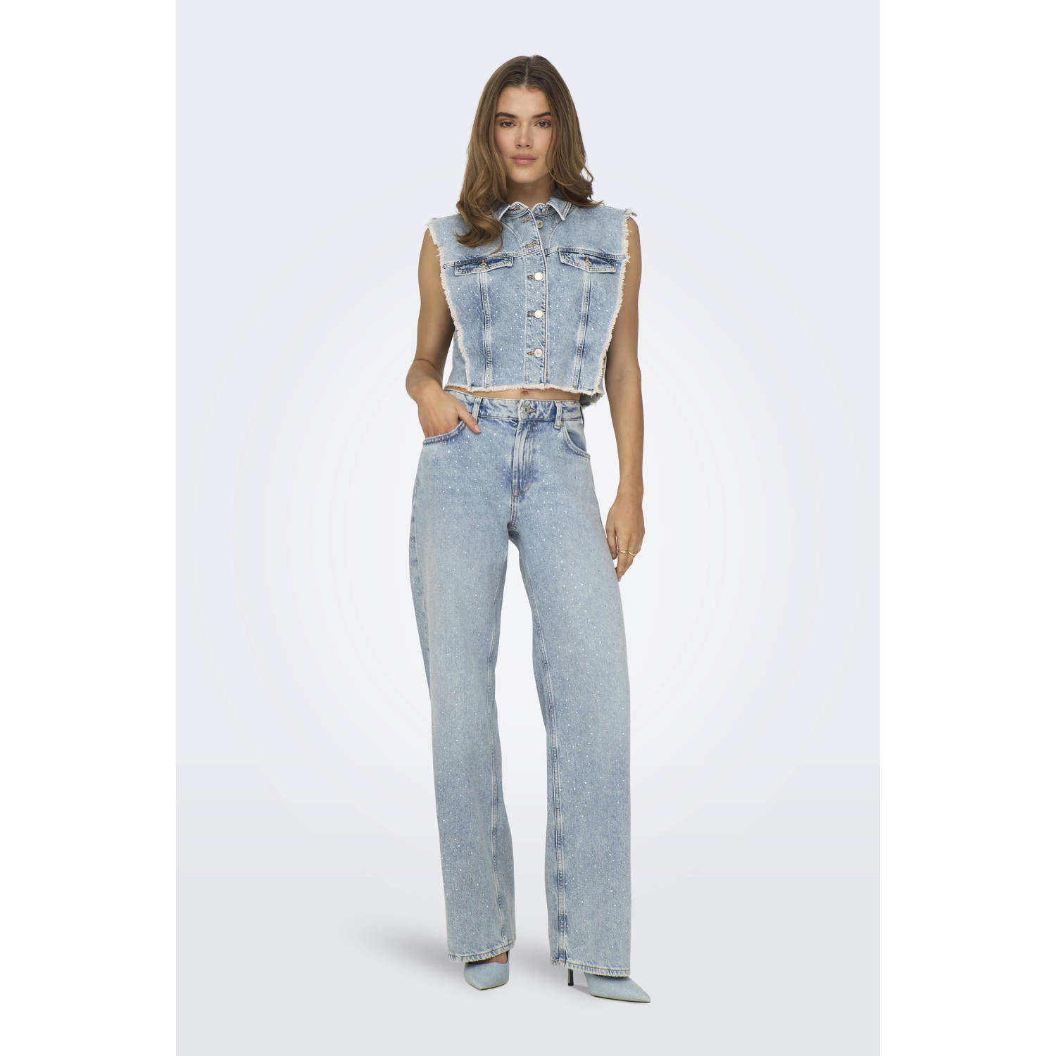 ONLY denim gilet light blue denim