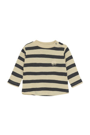 gestreepte longsleeve ecru/grijs fijn gebreid
