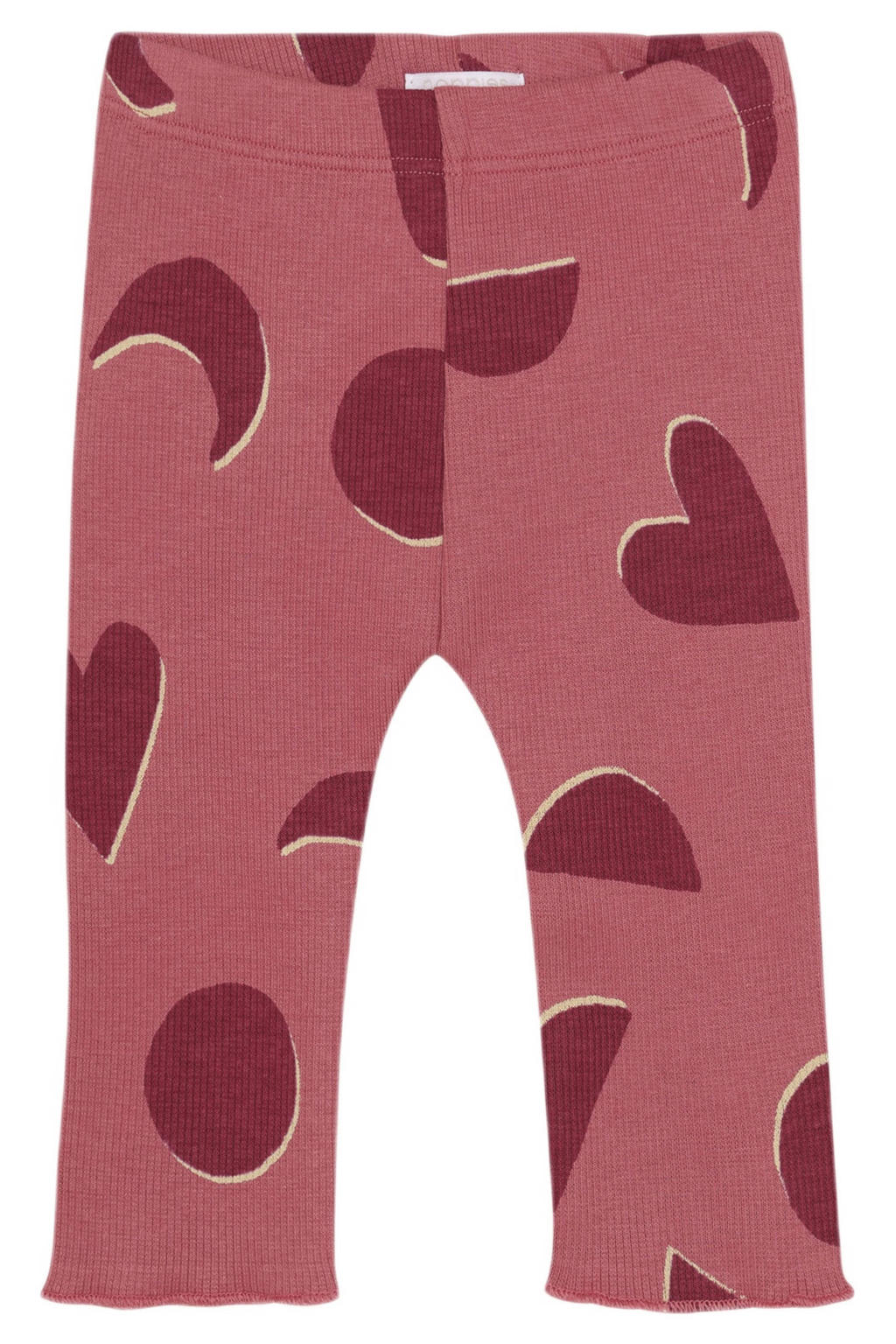 Roze meisjes Noppies baby skinny legging van stretchkatoen met regular waist, elastische tailleband en hartjesprint