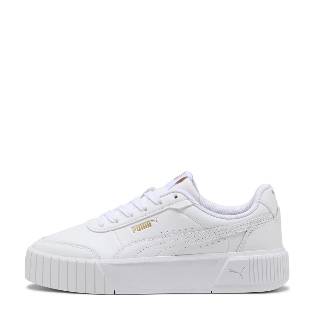 Witte jongens en meisjes Puma Carina Mia leren sneakers met veters