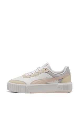 Carina Mia leren sneakers wit/lichtgeel/lichtroze
