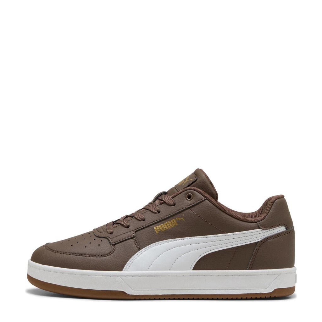 Bruin en witte heren Puma Caven imitatieleren leren sneakers 2.0 met veters