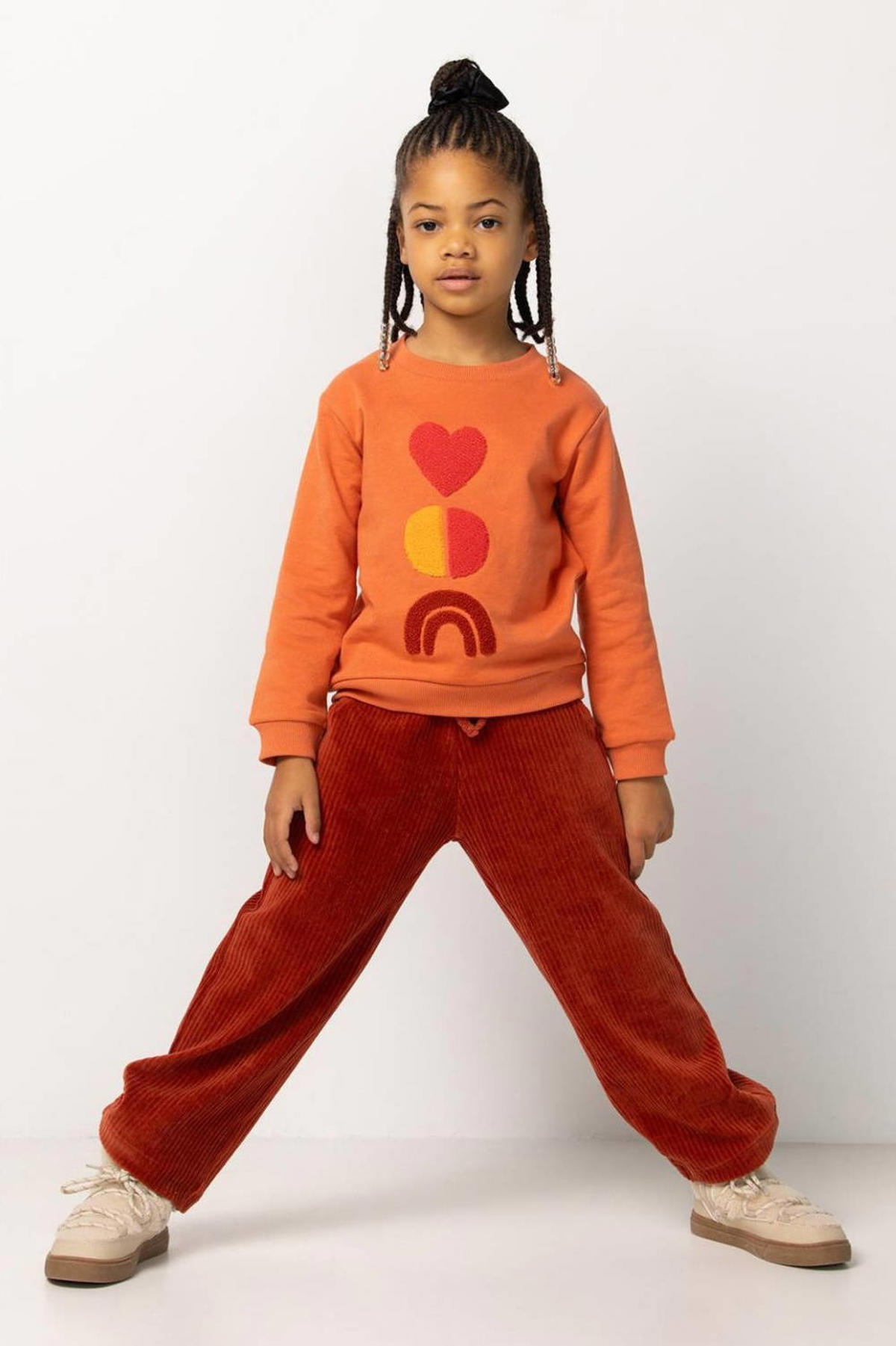 Noppies kids corduroy wide leg casual broek brique