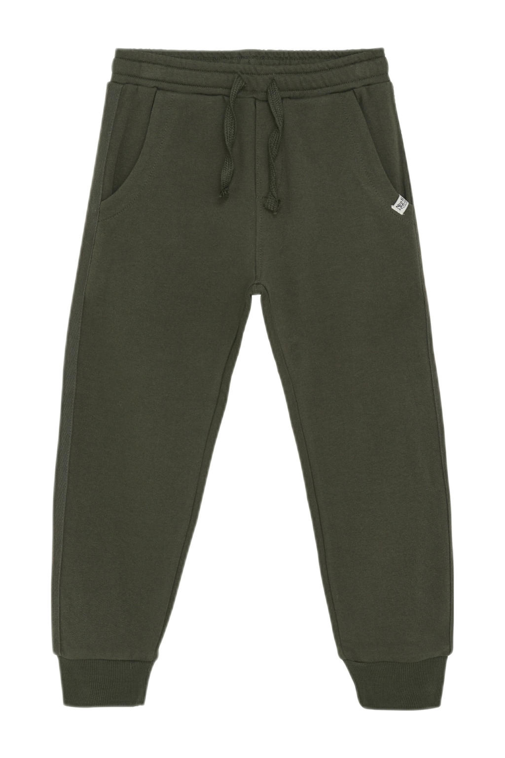 Groene jongens Noppies kids regular casual broek van katoen met elastische tailleband met koord en effen