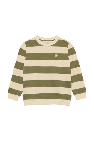 gestreepte sweater groen/beige