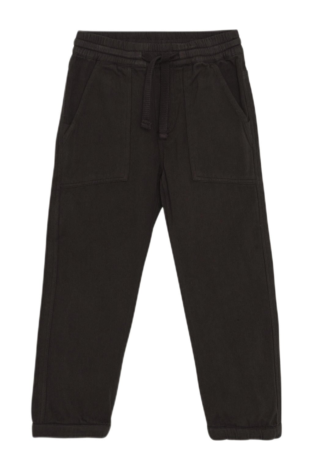 Donkerblauwe jongens Noppies kids regular casual broek van katoen met elastische tailleband met koord en effen