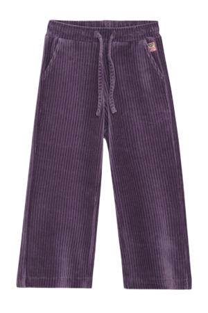 corduroy wide leg casual broek paars
