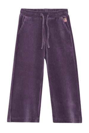 corduroy wide leg casual broek paars