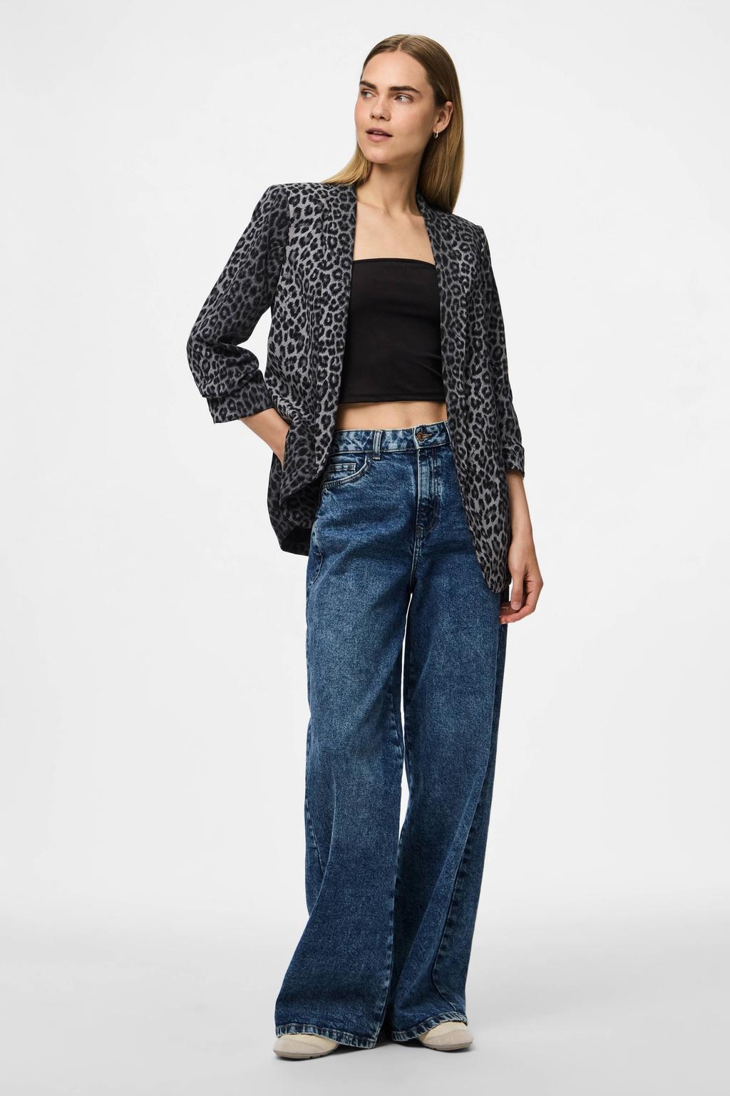 PIECES blazer panterprint grijs