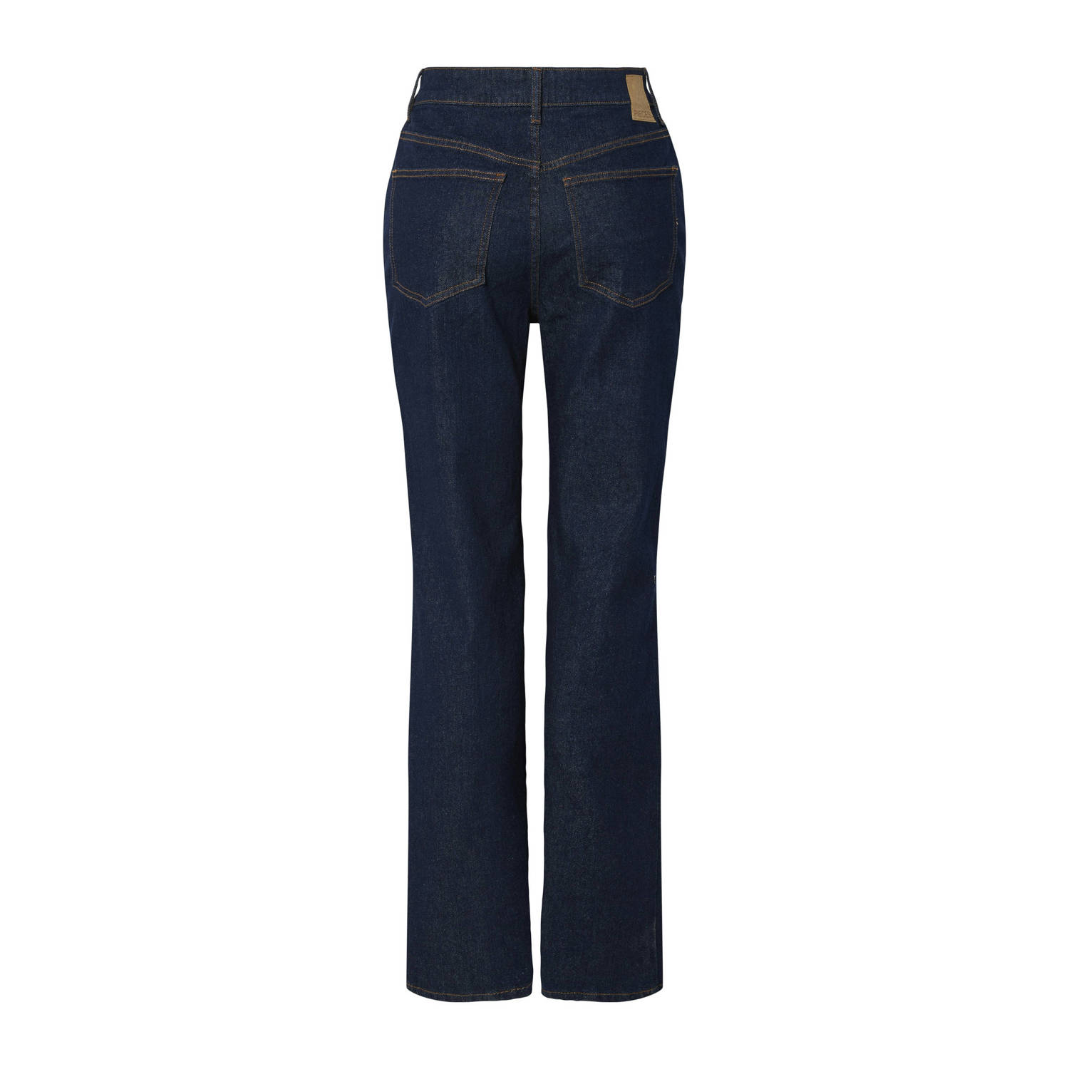 PIECES high waist straight leg jeans dark blue denim